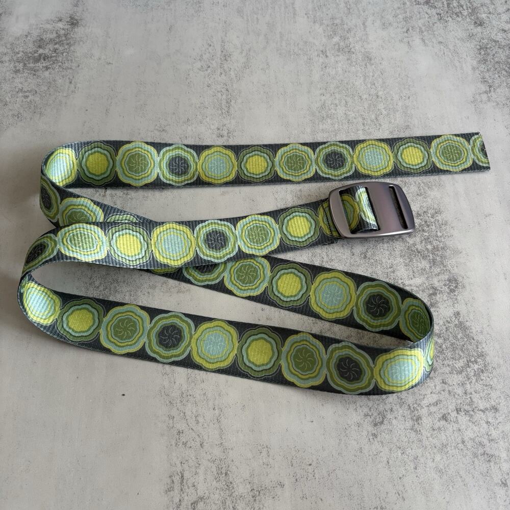 Croakies Women’s Belt Nylon Canvas Green Gray Circles Fashion Adjustable